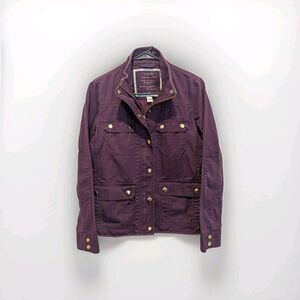 J.Crew Burgundy 100% Cotton Relaxed Fit Boyfriend Downtown Field Jacket Small